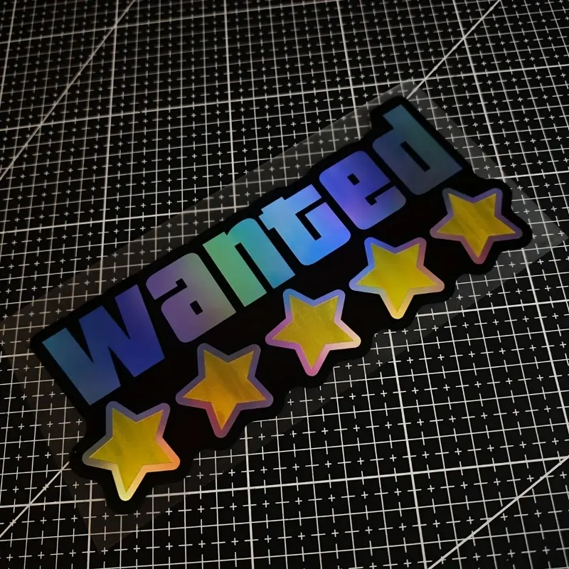 1PC Personalised Limited Edition Five-star WANTED Waterproof Car Stickers Car Decals Window and Bumper Decorative Stickers for Cars Trucks Motorbikes Electric Cars Scooters Helmets Chassis Laptops Body Scratches Masking