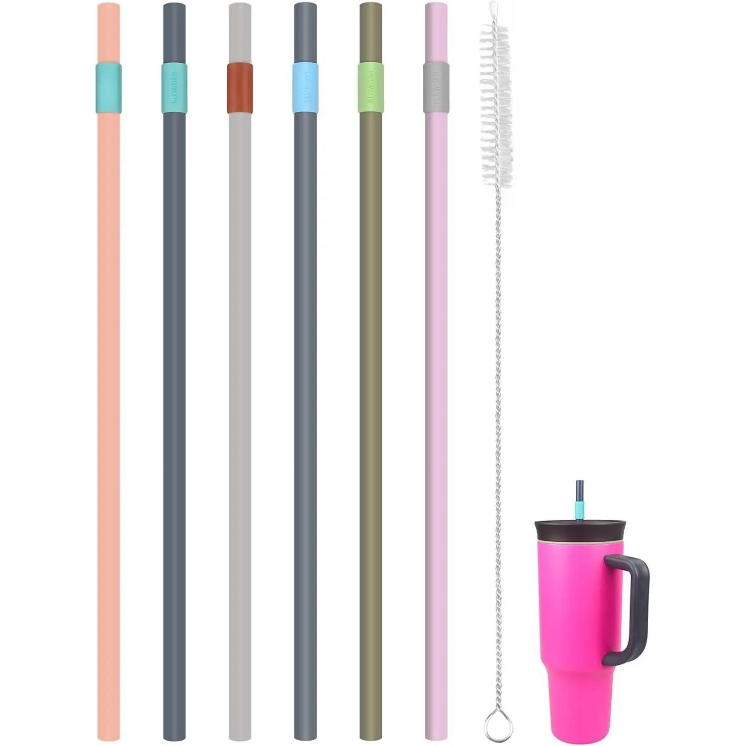 Straws for  40oz Tumbler, 6 Colours with 1 Brush (6 Pack for 40oz)