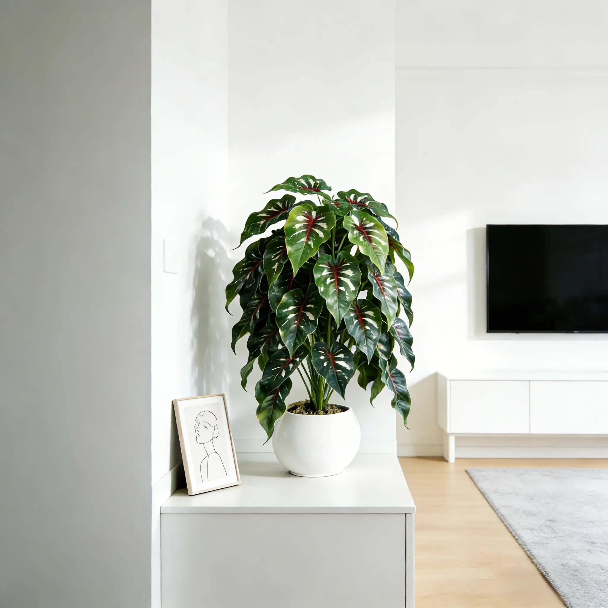 Large Realistic Artificial Plant [copper Leaf Arum], Sprite, 18 Leaves, Plastic Potted Plant, Decorative Home Decor, Nordic Style, No Pot Included