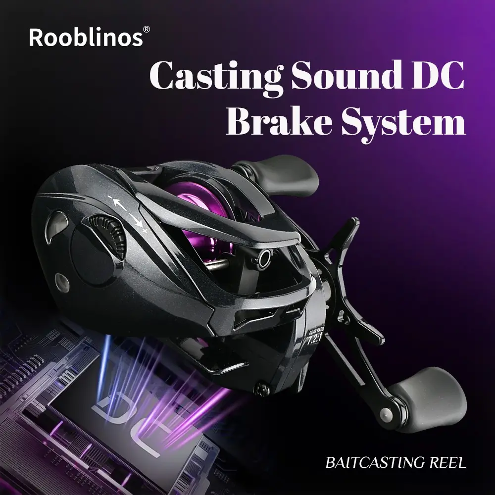 ROOBLINOS MP DC Baitcasting ReelDigital Control Braking System Lightweight 174g/6.1oz Low Profile Casting Reel 5+1Double Shielded Bearings Intelligent Anti-Backlash Fishing Reel for Finesse FishingFishing Gear Fishing Equipmen