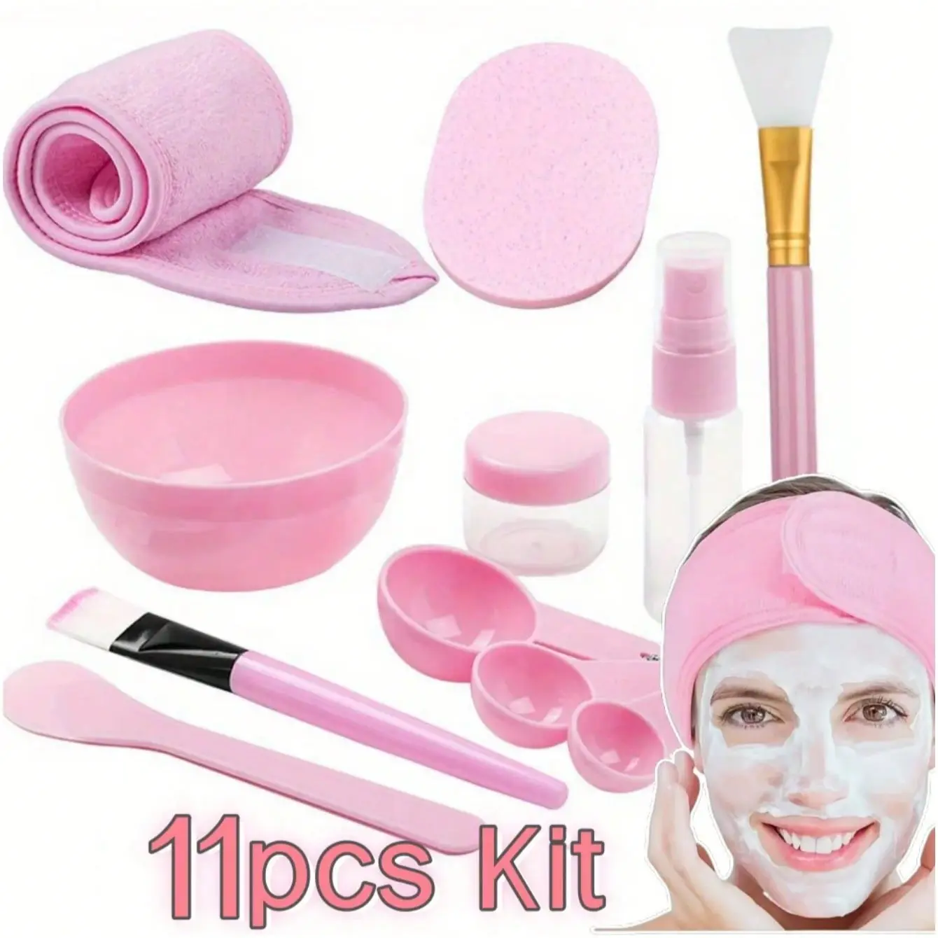 11pcs DIY Face Mask Mixing Set, Plastic Facial Mask Brushes Kit, Beauty Tool for Home Spa Salon, Skincare Routine Mixing Bowl Set