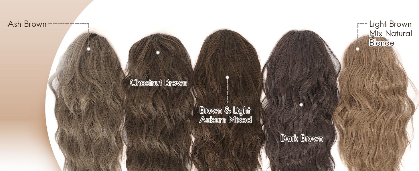 FESHFEN Ponytail Extensions - Drawstring Ponytails Hair Extension Long Curly Wavy Hair Piece Synthetic Pony Tail Hairpieces for Women, 18 inch