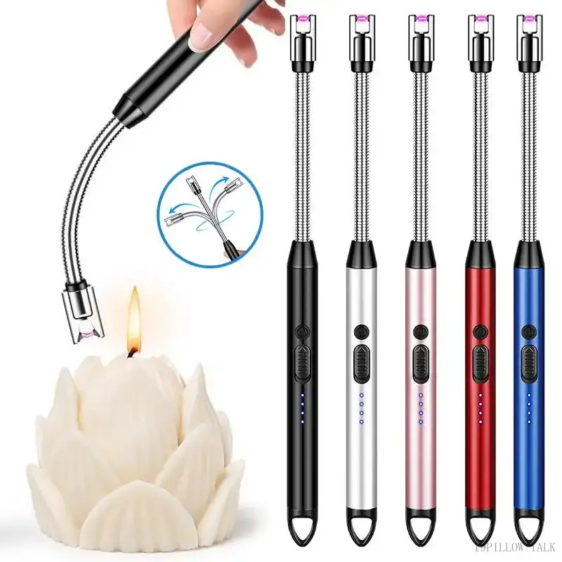 Portable Electronic Lighter - Rechargeable Arc-Shape Electric Igniter Tool with Display, Wind-Resistant Self-Igniter, Compact for Barbecues Camping (Random Color)19PILLOW TALK