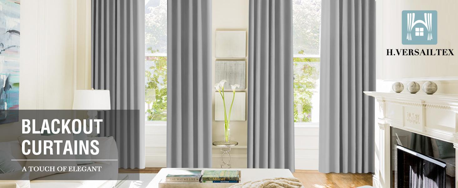 H.VERSAILTEX Blackout Curtains 2 Panels for Living Room Small Window Kitchen Blackout Curtains Energy Saving Solid Grommet Blackout Drapes