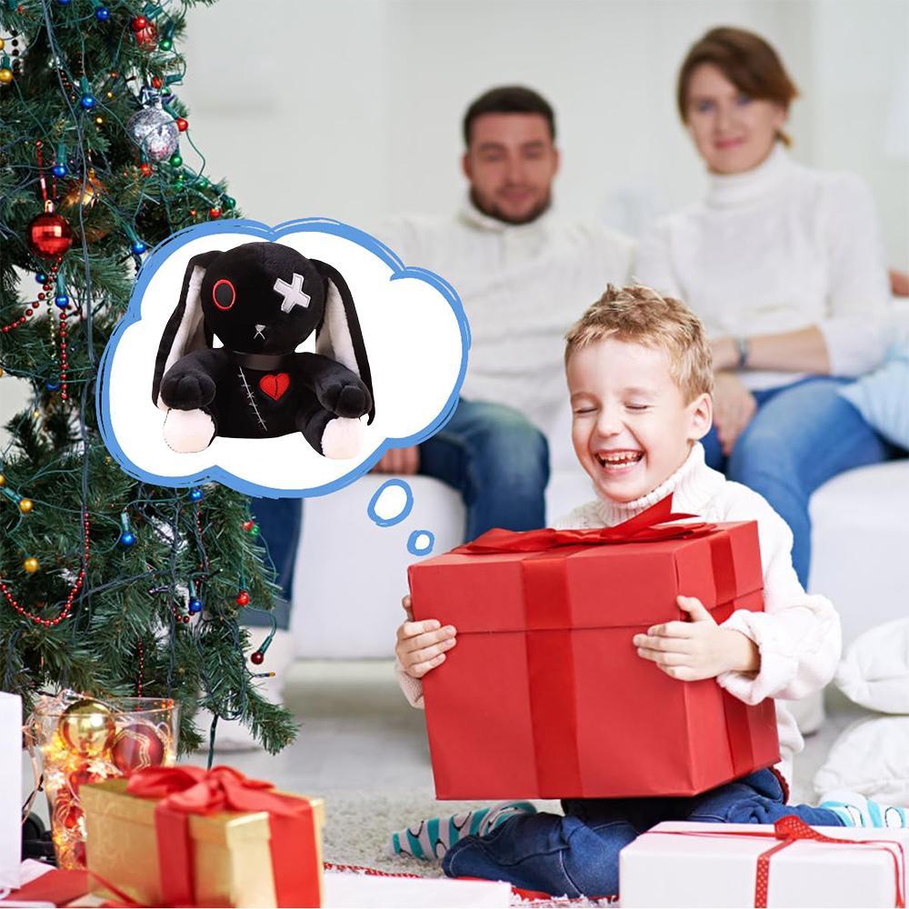 Bunny Plush Creepy Goth Rabbit Plush Crazy Rabbit Plushie Toys Cuddly Stuffed Animal Spooky Gothic Bunny Stuffed Animal Cute Horror Dreadful Bunny Doll For Halloween Easter Christmas Valentines Birthday Gift