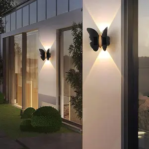 Solar Butterfly Wall Lights Outdoor, IP65 Waterproof 3000K Warm White LED Wall Sconce for Garden, Patio, Porch, Yard, Balcony Decor - 2 Pack