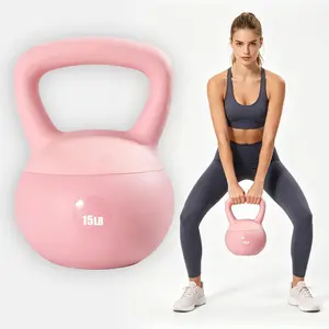 Women’s Safe Home Workout Soft Vinyl Kettlebell 10LB/15LB/20LB, Shock Absorbing Non-Slip Fitness Kettle Bell Set