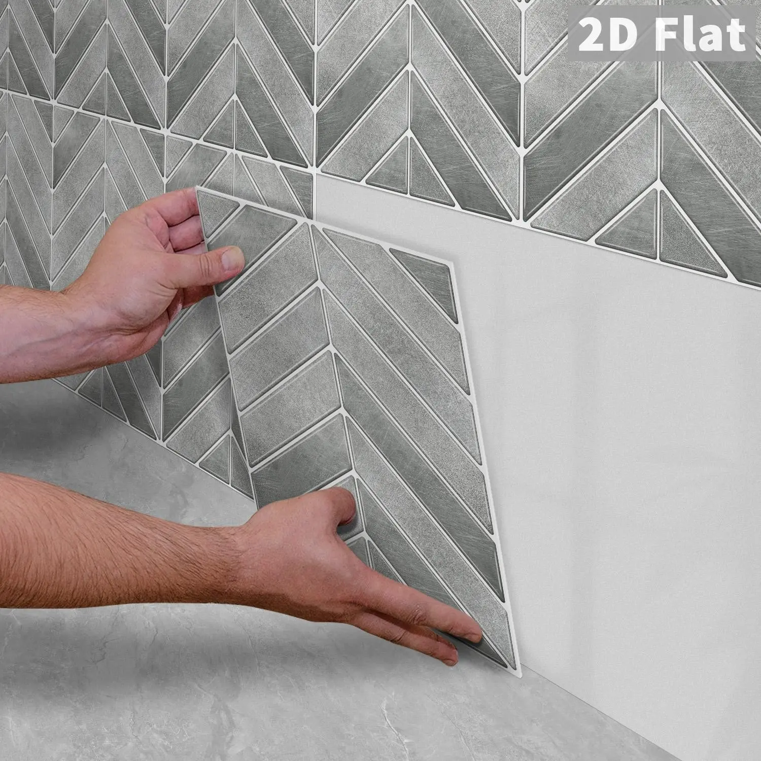 10PCS GST Vintage Concrete Gray Stone Texture Herringbone PE Foam Tile Stickers, Shockproof Wear Resistant Self Adhesive Wall Tiles for Home & Commercial Renovation
