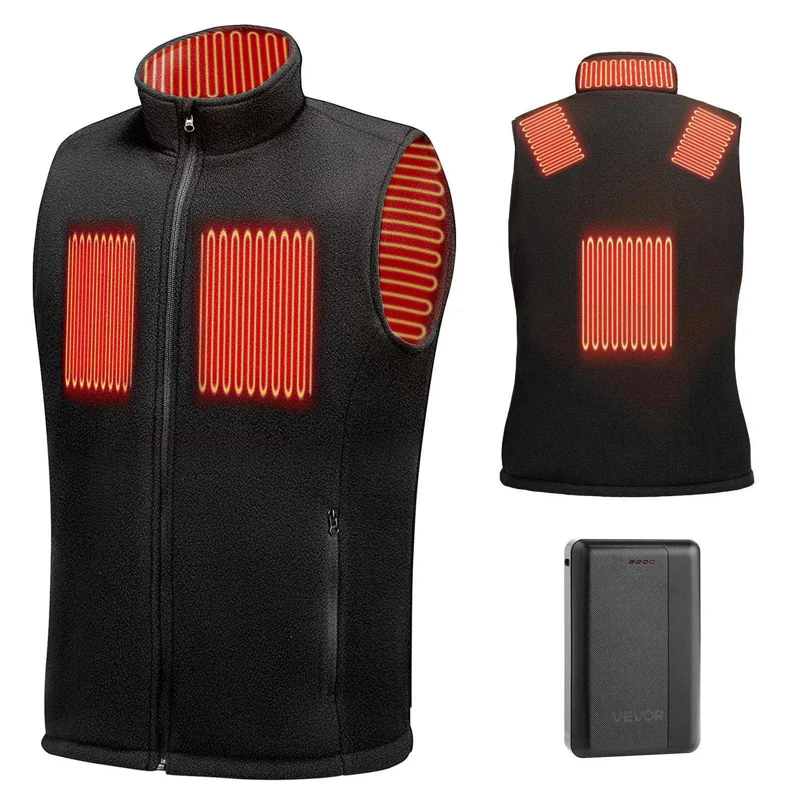 Heated Vest, Men Electric Heating Vest with 16000 mAh Battery Pack, 6 Heating Zones Lightweight Rechargeable Winter-Vest with 3 Levels, for Outdoor Hiking Camping Fishing Skiing, Size L