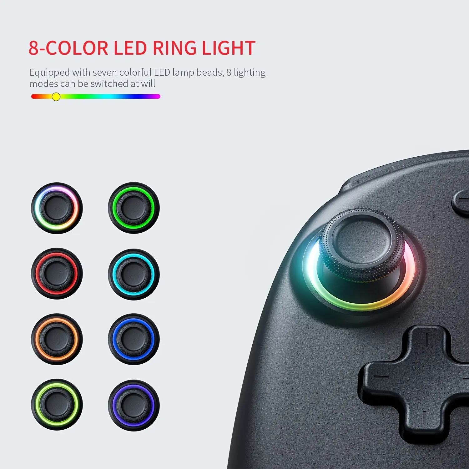 Linyuvo Switch Wireless Controller, Windmill Buttons, RGB Lights, One-Click Continuous, Macro Functions, 6-Axis Sensor, Programmable Mapping