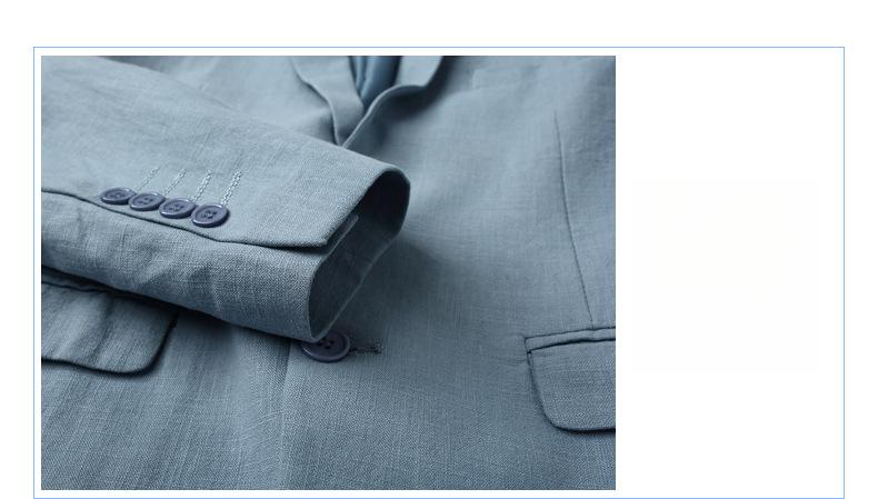 Men's Linen Blend Slim Fit Jacket  Breathable Casual Blazer, Two-Button Notch Lapel, Center Vent for Spring Fall