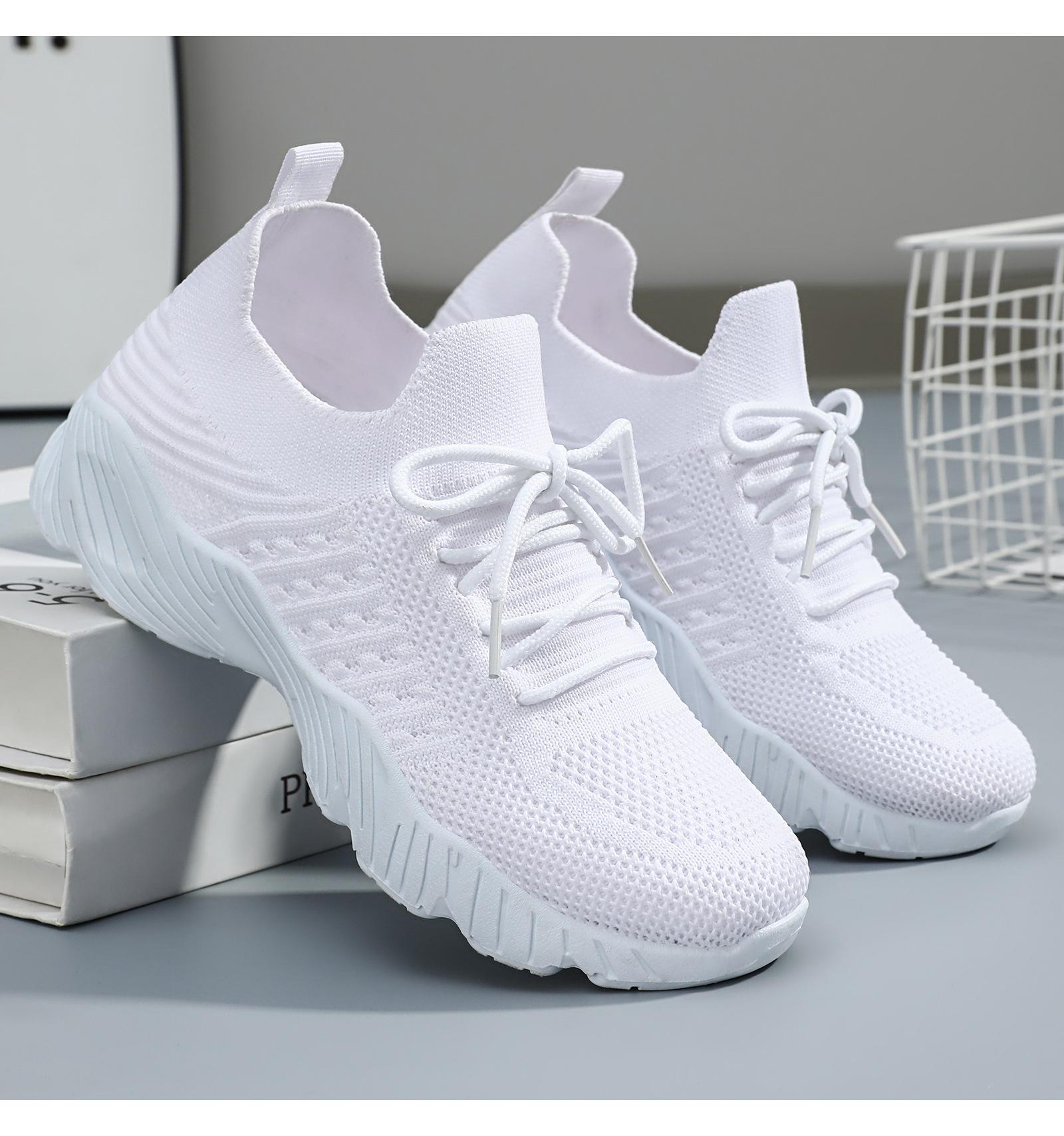 Women's lightweight casual shoes, breathable fly-knit sports shoes