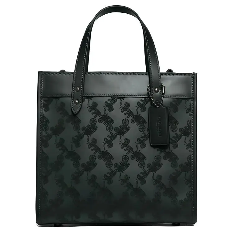 COACH Field 22 Classic Coach Logo Snap-Top Tote Bag for Women – Green Leather Crossbody Handbag
