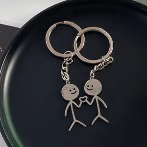 2pcs Cute Funny Matching Couple Keychains ~4cm Each, A Pair Ins Fashion Backpack Charms, Unique Small Pendant Gift for Couples & Girlfriends