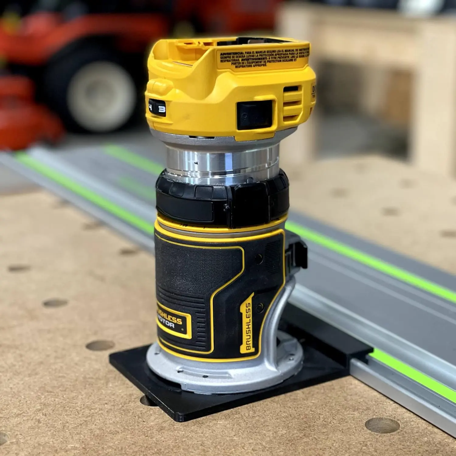 Dewalt Corded Router Drop-In Guide Rail Adapter - Made in USA, Uses Original Factory Sub Base Screws, Patent Pending, Enables Straight Accurate Cuts