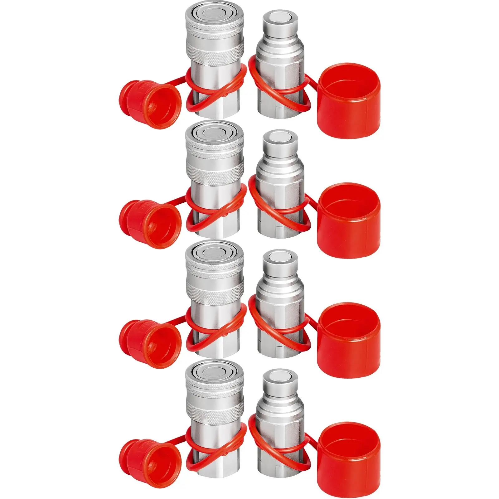 Hydraulic Quick Connect 1/2 Inch NPT Thread Body, Four Pairs Hydraulic Couplers, Quick Connect Hydraulic Coupling For Industrial Systems, 45.5 L/min Flow, ISO 16028 Compliant, Durable Steel Construction For High Pressure Lines