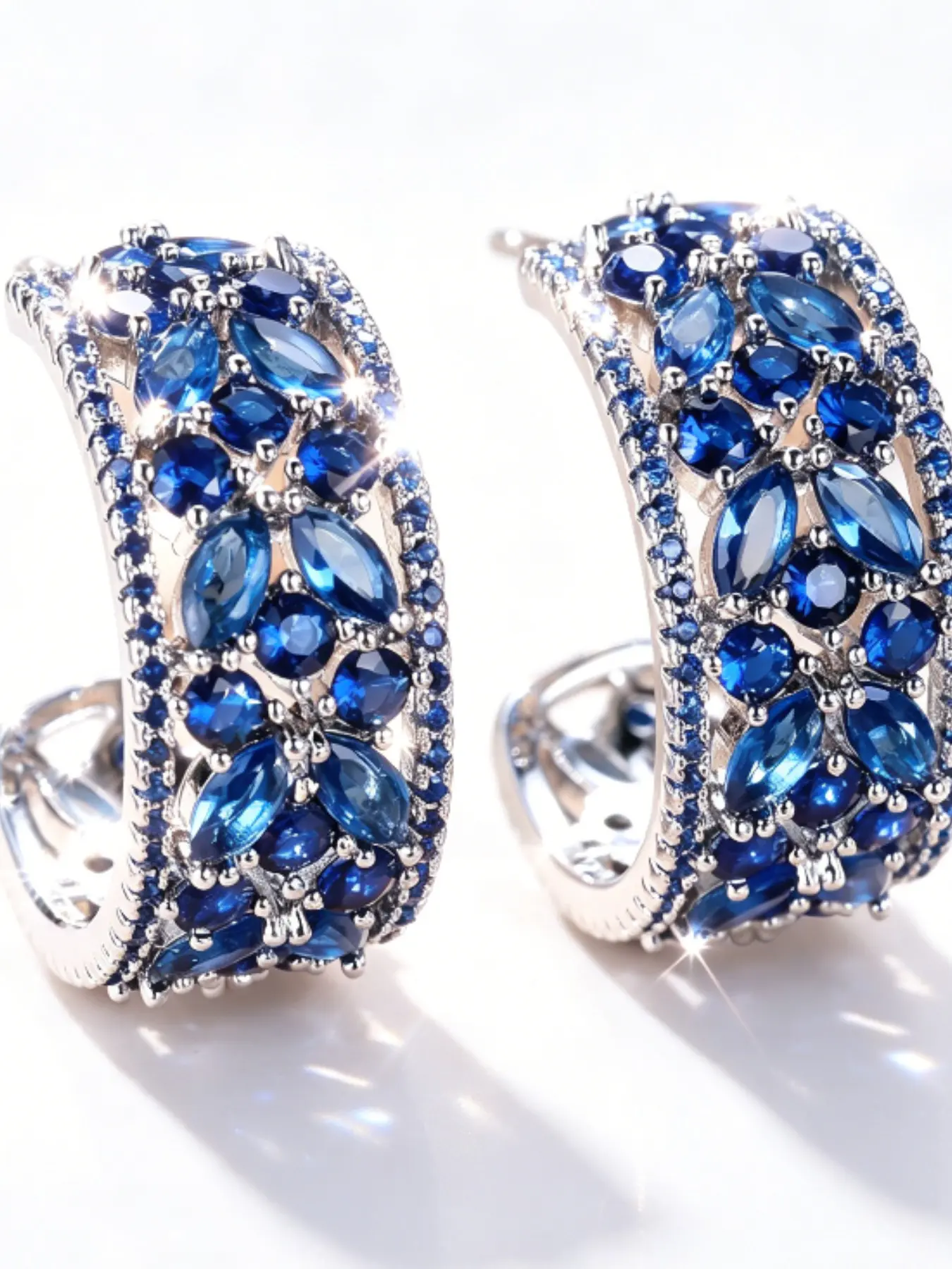 Vintage Court Style Blue Sapphire Drop Earrings, Elegant Square Design, Perfect for Parties and Special Occasions, Enhance Your Aura