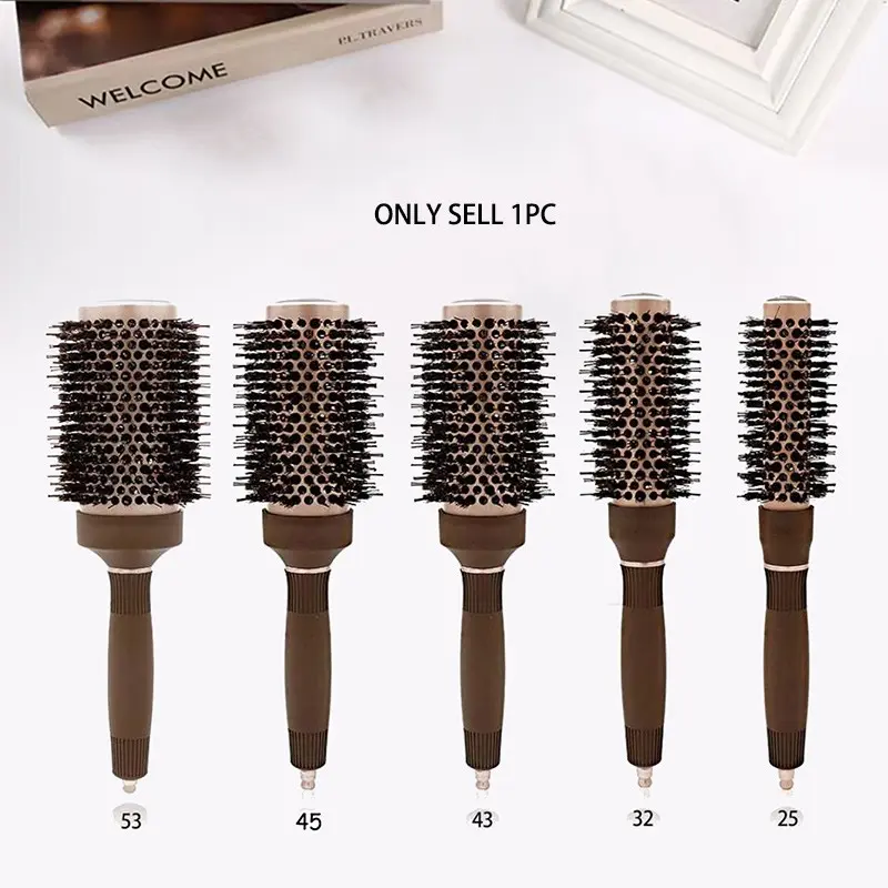 Luxury Ceramic Curling Comb, Elegant Round Brush, Fashionable Hair Styling, No Power Needed, Durable Nylon, Suitable for All Hair Types, Big Wave Style