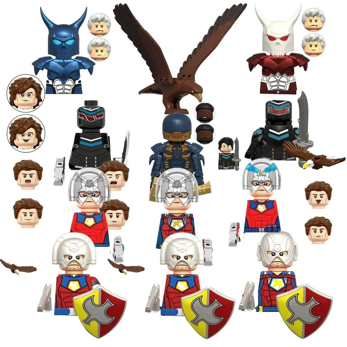 SuicideSquad Peacemaker Blue Dragon White Dragon Bloody soldier Vigilante Mini Building Blocks Movable Joints Kids Toys