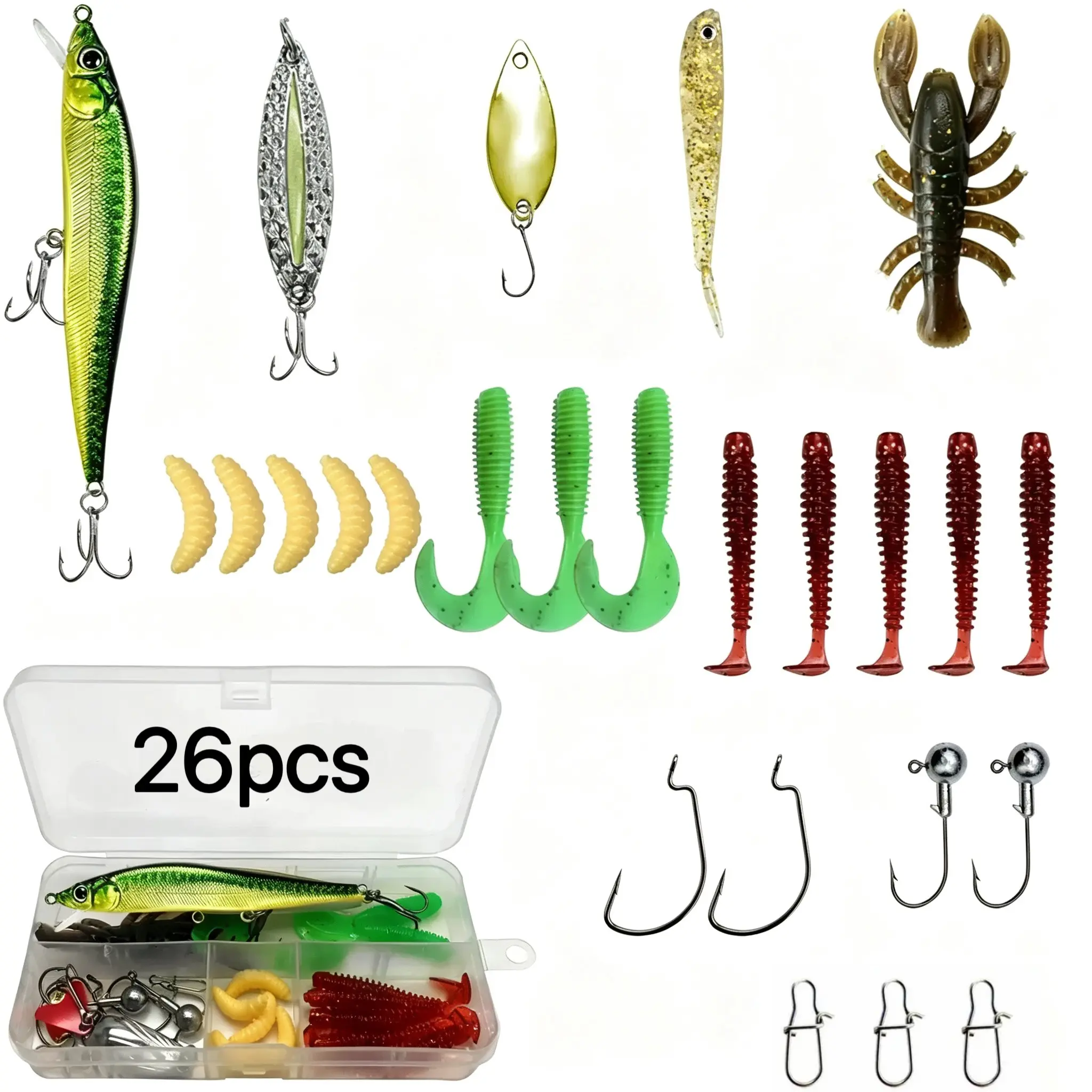 26/30/138/139 Piece Fishing Lure Set, Saltwater Fishing Lures, Artificial Fishing Lure, Soft and Hard Baits, Metal Lures, Spoon Bait, Multi-Layer Gears, Ideal for Bass, Salmon, Fishing Equipment, Fishing Supplies, Fishing Stuff