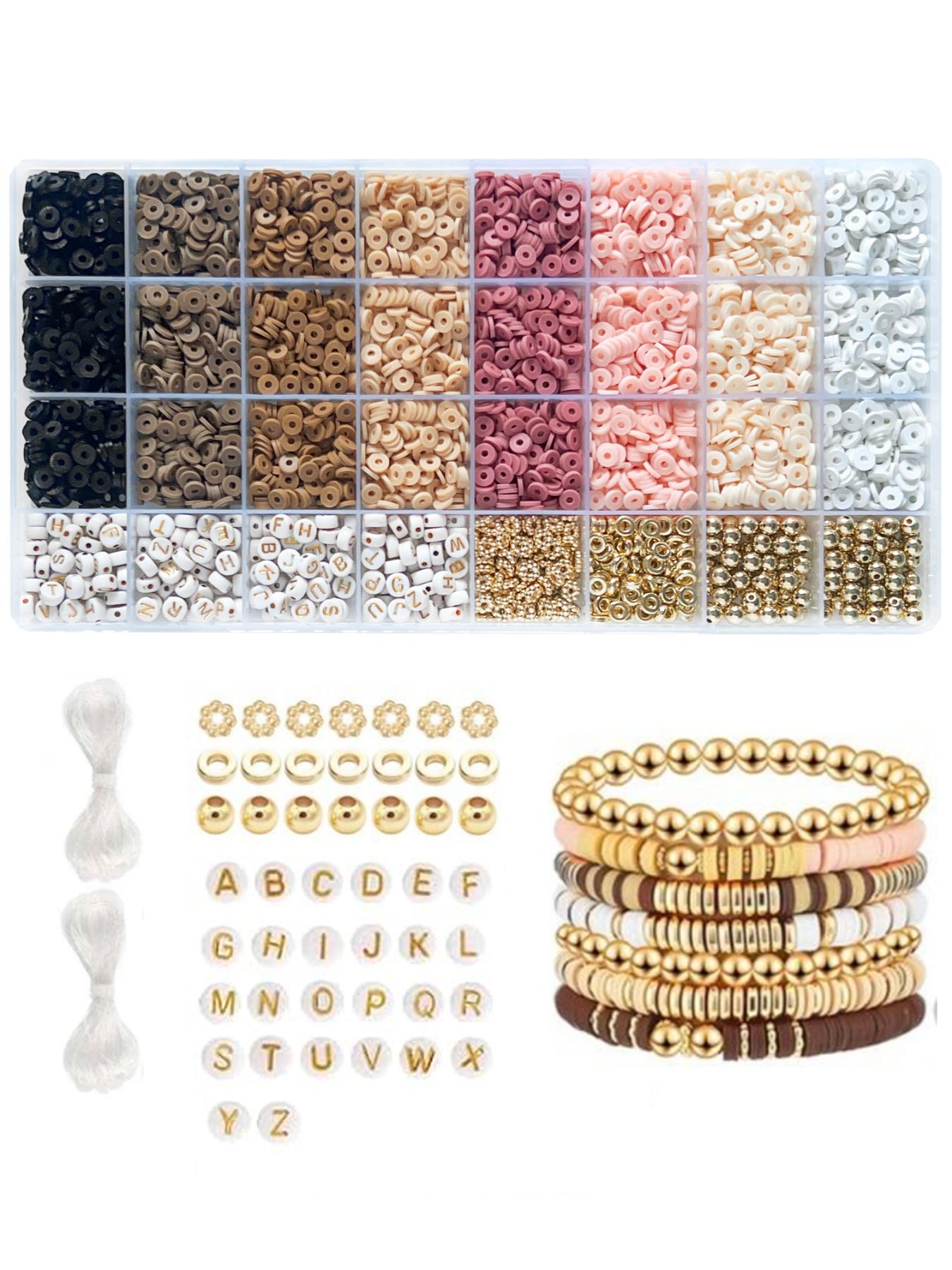 Random Color Clay Beads Bracelet Making Kit, Valentine's Day Gift, Cute Colorful Beads & Letter Beads & Heart Beads & Elastic Thread, Diy Jewelry Making for Bracelet & Necklace