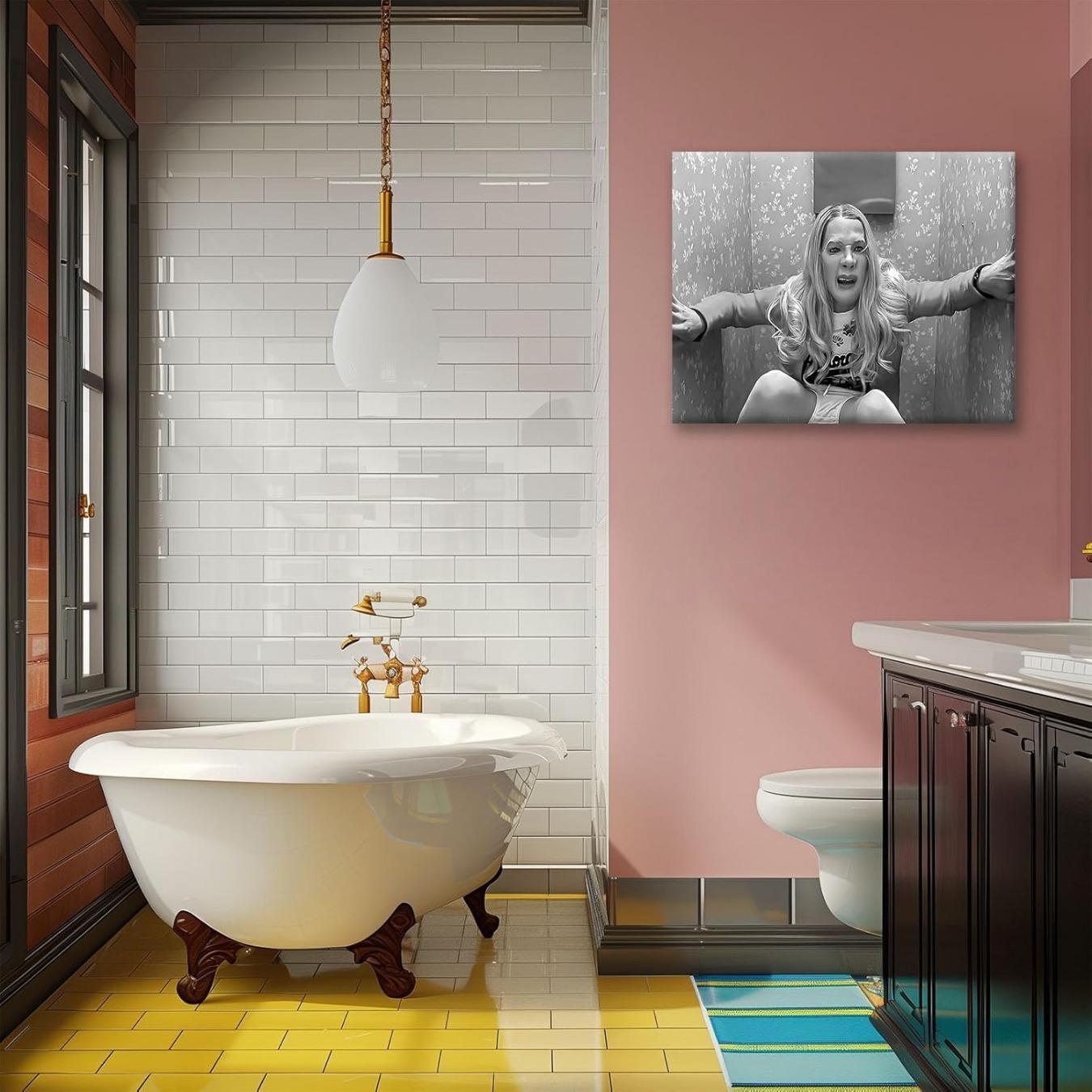 Modern Black and White Comedy Movie Poster Canvas Wall Art with Wooden Frame Vintage Hollywood Glamour Indoor Living Room Dorm Bathroom Decor