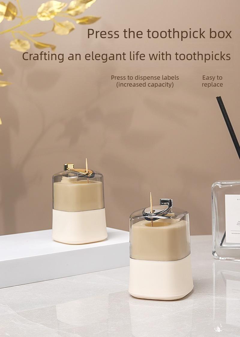 2PCS New type of push-button automatic toothpick holder, high-value cartoon toothpick bottle for home use, living room toothpick container