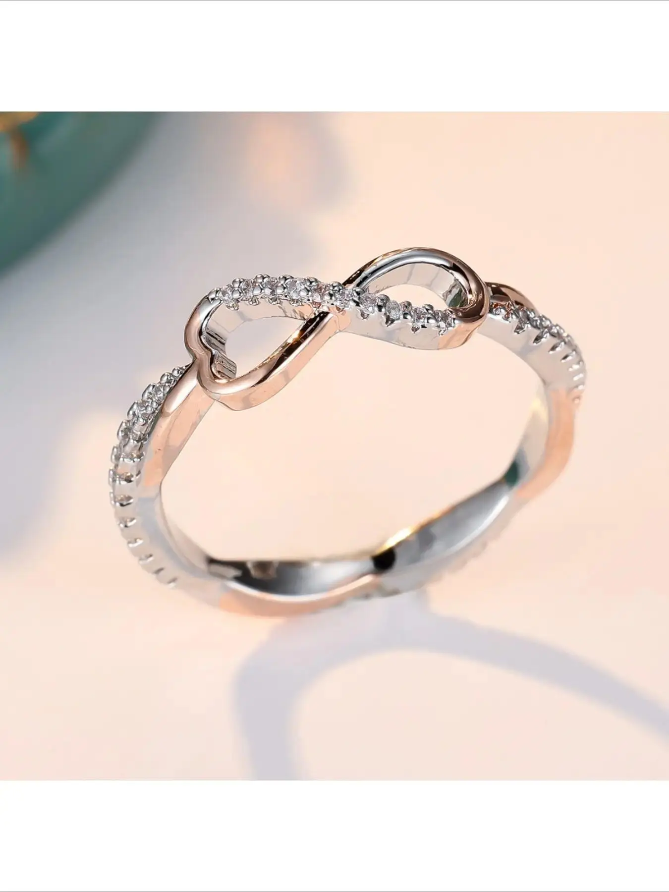 Trending Popular Niche Design Heart Infinity Symbol Silver Ring Daily Commute Versatile Zircon Ring For Women Minimalist Style Fashion Jewelry Daily Wear