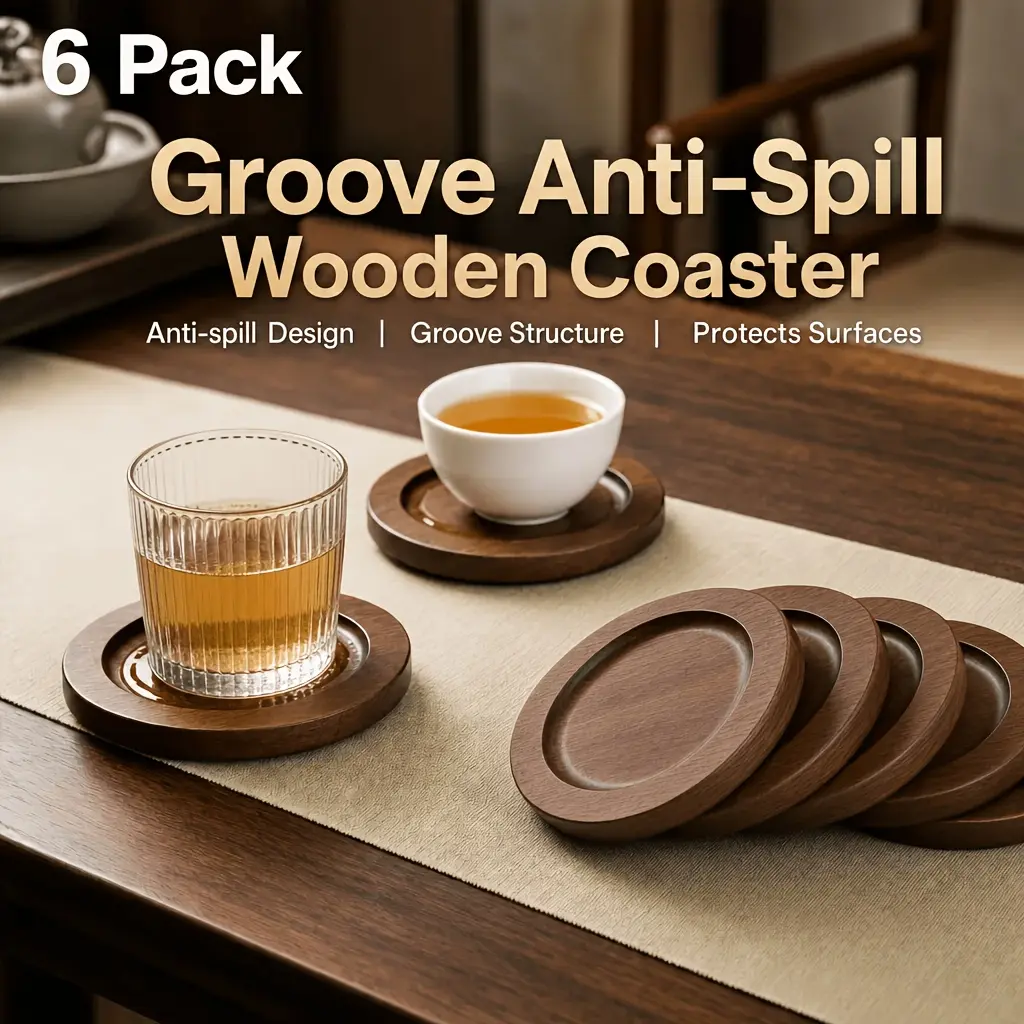 6pcs Coasters Groove Coasters Household Office Desktop Insulation Pads Coffee Cup Water Cup Mug Coffee Cups Multi-Style Cup Compatibility Dining Table Decor Kitchen Supplies Kitchenware Kitchen Placemats Home Decor The Perfect Table Decoration
