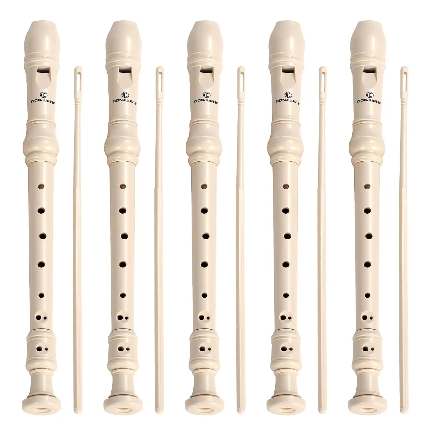 5Pc Soprano Recorder Instrument for Kids Student - German Fingering 8 Hole Flute ABS Descant Recorders for Beginners with Cleaning Rod and Bag for Kids over 3 Years Old
