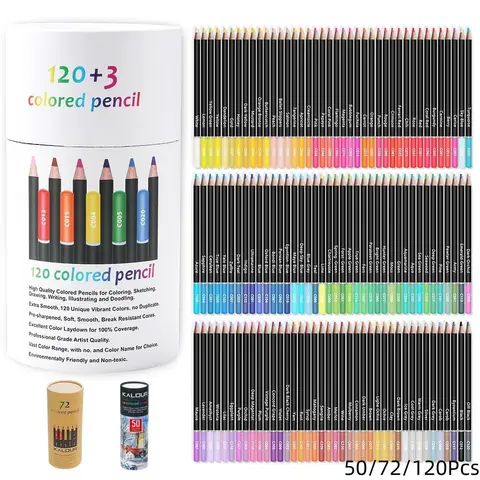 Colored Pencil Set, 50 / 72 / 120 Pieces Soft Core Artistic Colored Pencils for Drawing Blending Shading, Art Supplies for Adults and Beginners