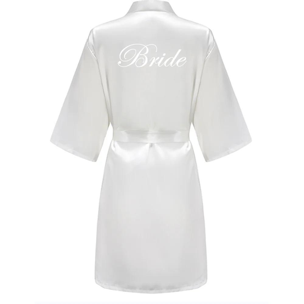 Wedding Party Team Bride Robe With White Letters Kimono Satin Pajamas Bridesmaid Bathrobe YE6522