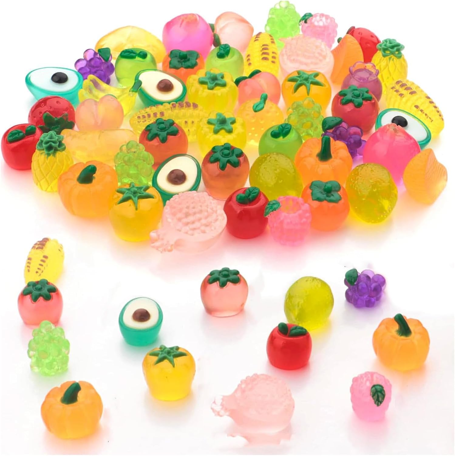 50PCS Mini Resin Animals Variety Pack, Random Assorted Tiny Resin Animal Figurines Glow in the Dark for Fairy Garden Accessories, Aquarium and Micro Landscape Decoration