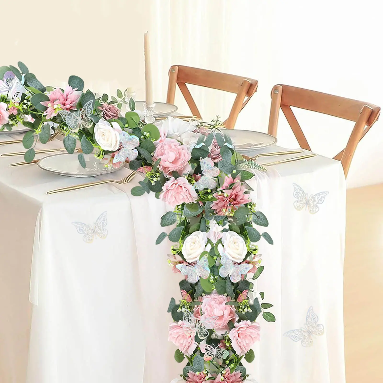 High-Quality 180cm Artificial Flower Wreath, Realistic Design, Durable and Reusable, Ideal for Home Decor, Floral Decor, Wedding Centerpieces, Artificial Flower Decorations