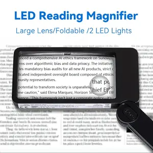 Father's Day Gift for Elders, LED Magnifying Glass with 6cm Large Lens, Portable 12.2cm Handle, Ideal for Reading and Repairing