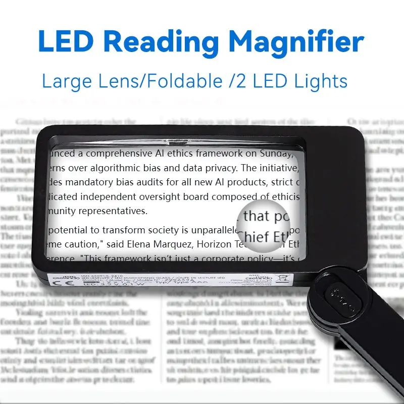 Father's Day Gift for Elders, LED Magnifying Glass with 6cm Large Lens, Portable 12.2cm Handle, Ideal for Reading and Repairing