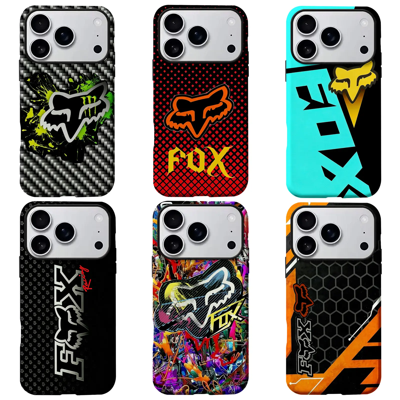 Fox Racing Logo Motocross Phone Case, Full-Body Sublimation, Shockproof Anti-Scratch, Fits iPhone 17/16/15/14/13/12/11 Pro Max/Pro/Plus/17 Air & Samsung Galaxy S26/S25/S24/S23/S22/S21