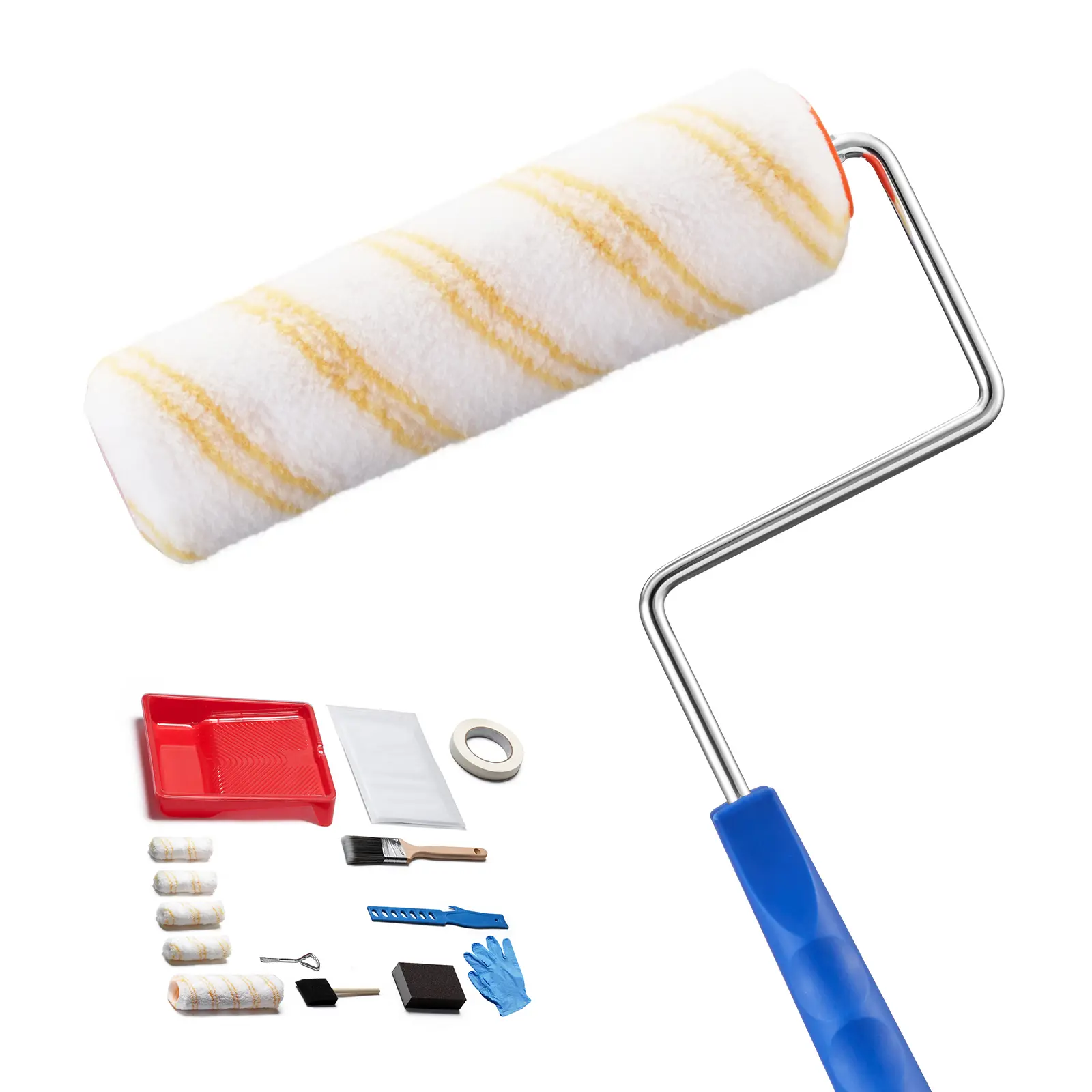Paint Roller Kit, 19 Piece Paint Roller Set, 4" and 9" Paint Rollers with 3/8" Naps, Paint Roller Frames, Paint Tray, Roller Covers, Paint Kit for Painting Walls, Professional or Home Owners