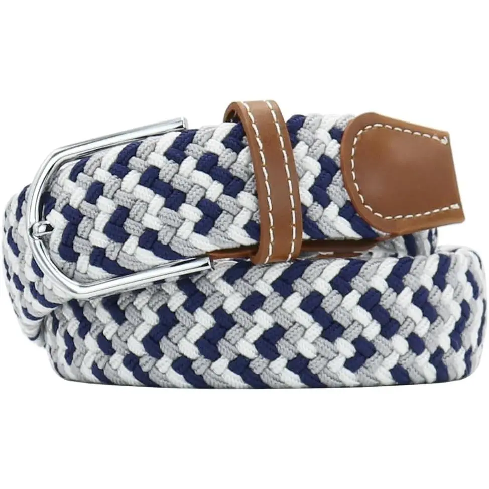 Multicolored Elastic Woven Golf Belts Casual Braided Stretch Belt for Men and Women