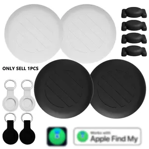 Air Tag Tracker with Case-1/2/4 Pack with two types of silicone sleeves：Ordinary silicone sleeve & magnetic Silicon Case, Key Finder Works with Apple Find My(iOS only), Smart GPS Tag for Luggage, Bags, Pets-wireless Locator