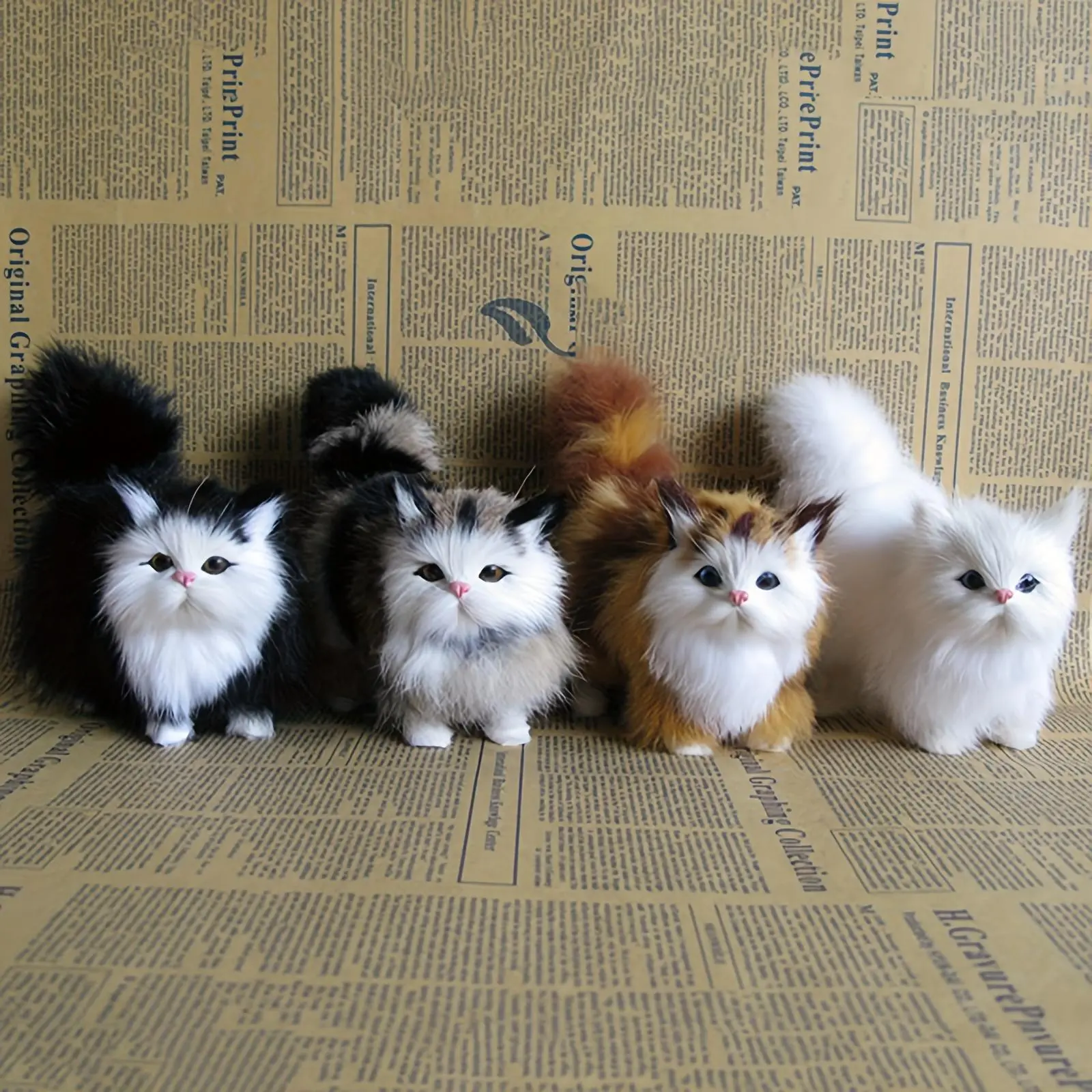 Simulation Cat Plush Toys Soft Stuffed Kitten Model Fake Cats Realist Animals for Kids Girls Birthday Valentine's Day Gift