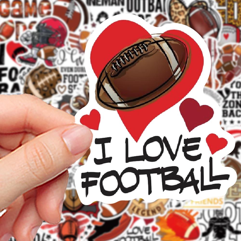 Football Themed Sticker, 50pcs/set Waterproof Self Adhesive Decor Paper, Decor Sticker for Gift Greeting Card Water Bottle Laptop Phone