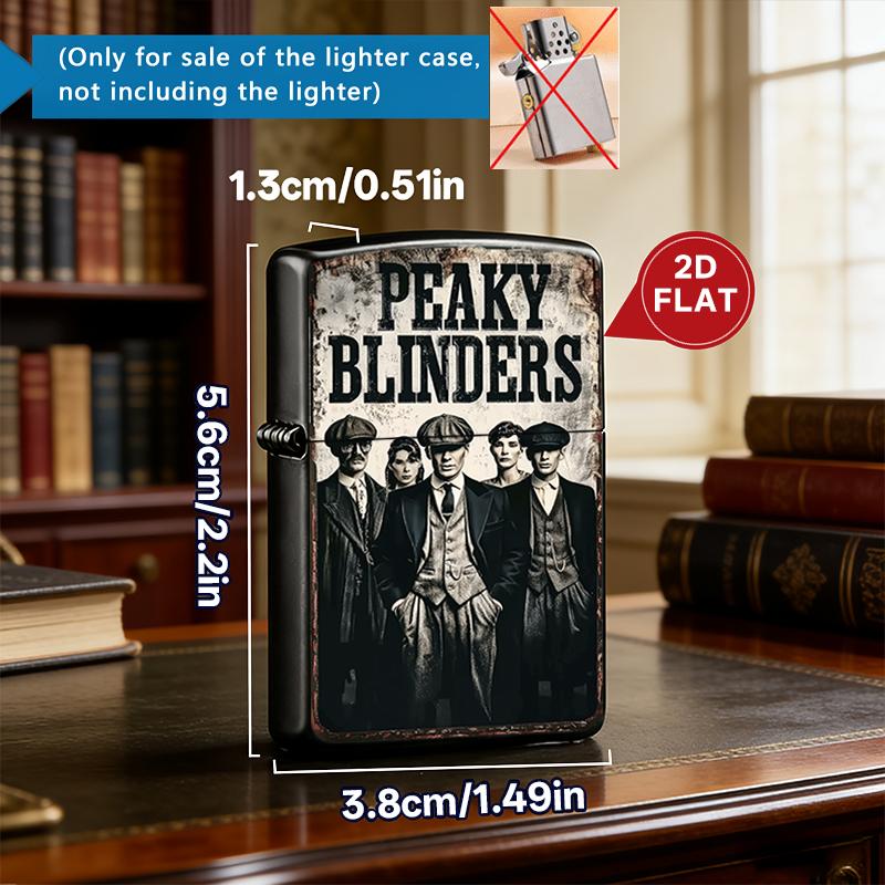 Peaky Blinders Plastic Cigarette Case & Metal Lighter Shell Set, Shelby Family Retro Print, Gothic Crime Drama Gift for Men