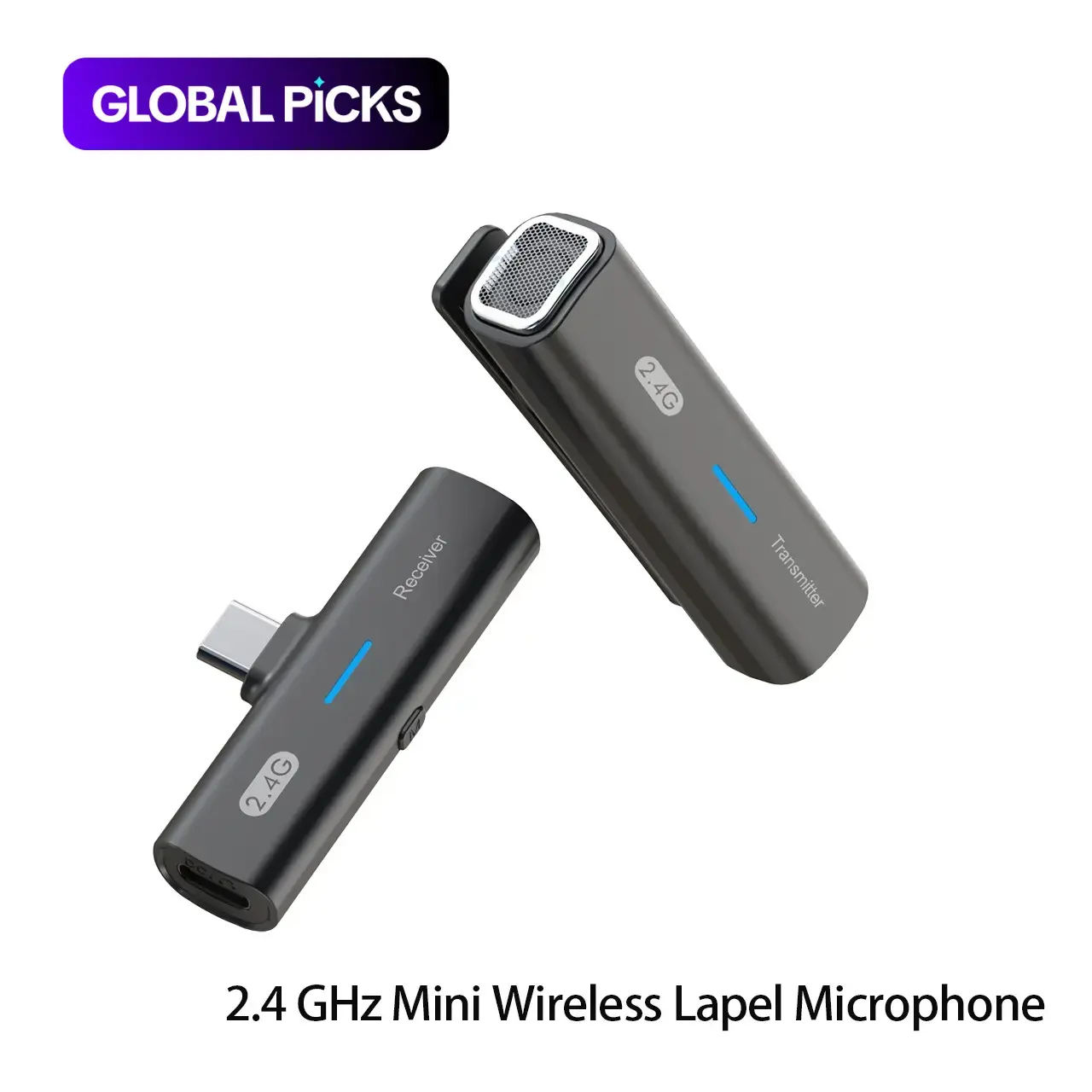 Wireless Lavalier Microphone, Portable Dual-Input Mobile Audio Recorder for TikTok and Vlogs, Compatible with iPhone and Android, 2.4 GHz Plug-and-Play Rechargeable Wireless Mic with Long-Range Operation and No Frequency Interference #GLOBAL PICKS