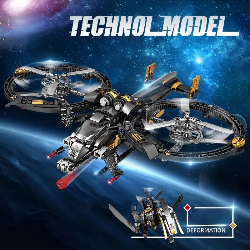 Transformable Sci-Fi Aircraft Set, Unisex Helicopter Building Kit, High-Difficulty Mechanical Puzzle, Perfect Gift for Boys, Building Block Sets