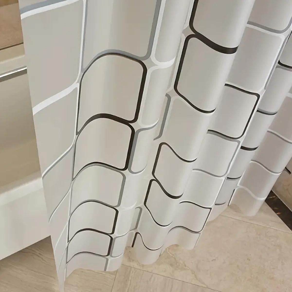 1 Count Lightweight Shower Curtain Liner with Plastic Hooks & Rust-Resistant Metal Grommets, Plaid Plastic Waterproof Bath Curtain, Bathroom Partitions Accessories, Bathroom Shower Equipment, Hanging