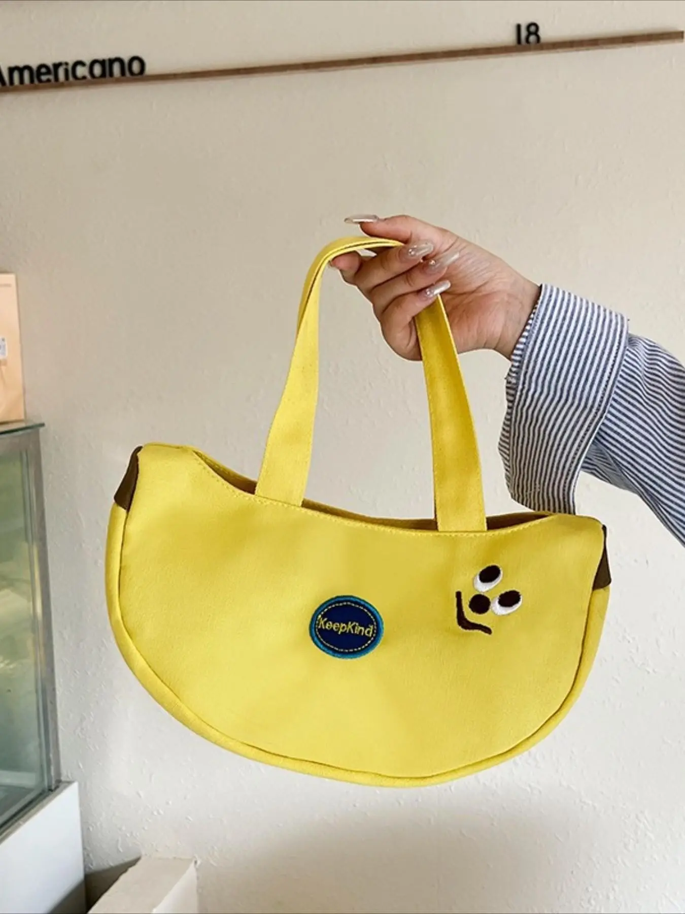 Creative Fruit Shape Canvas Crossbody Bag, Cartoon Embroidery Fun Personality Handbag, Small Shoulder Bag for Women