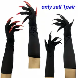 Halloween Long Nail Ghost Gloves, Cosplay Performance Props, Funny Claw Gloves, Terror Design, Accents, Party Costume Accessory