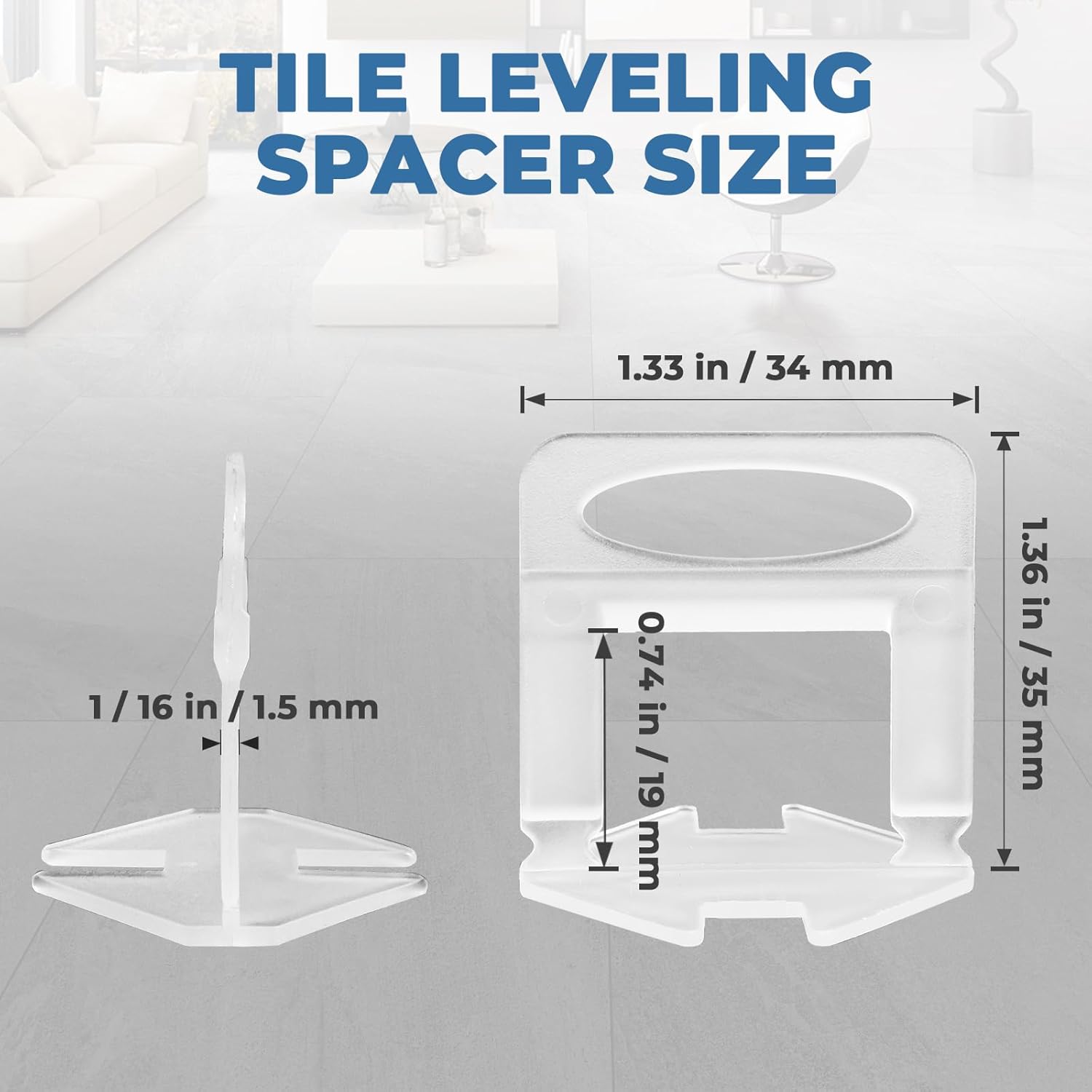 Tile Spacers 1/8, 2000 count DIY Tile Leveling System Clips for Professional Leveler Ceramic Tile and Stone Installation