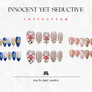 Short Almond Nails - Nail Tip Series.Featuring a unique silhouette, this collection of pre-designed acrylic false nails showcases a stylish and avant-garde color palette.Requiring no filing or shaping, they are the ideal choice for at-home DIY manicures
